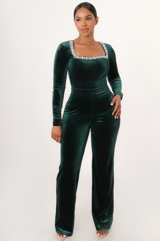 Emerald one-piece suit in green