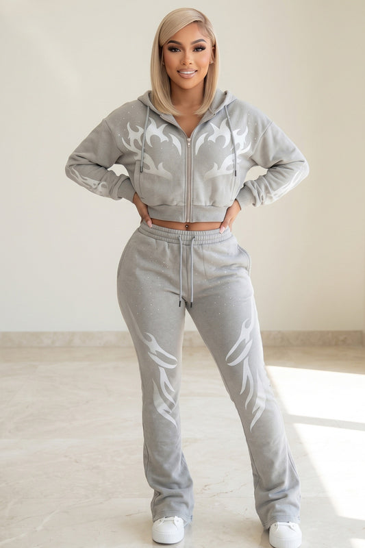 Thundera sweatsuit set in grey