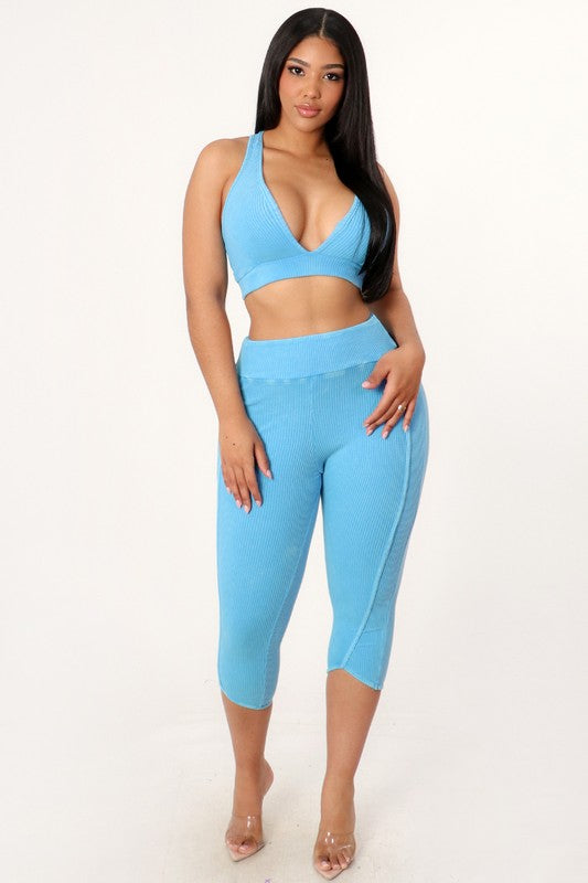 Capri crop tank and capri pant set