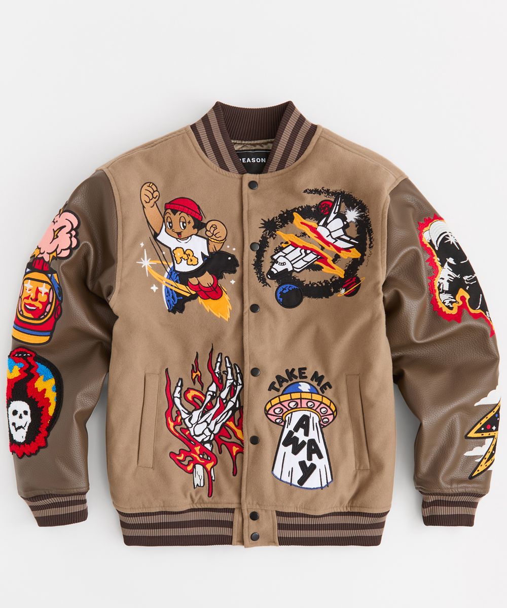 Beyond Reality varsity jacket in brown